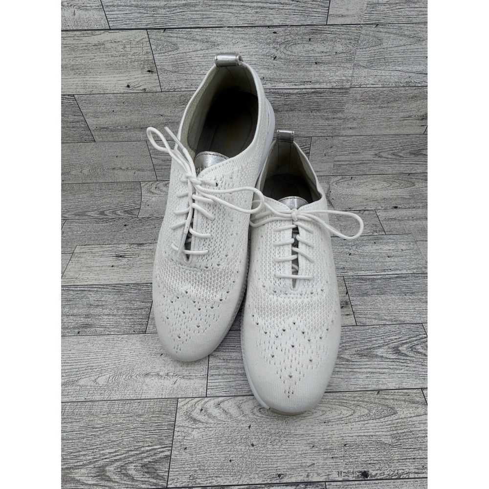 Cole Haan 2.Zerogrand Stitchlite Women White Knit Wingtip Oxfords W10587 Size 9B